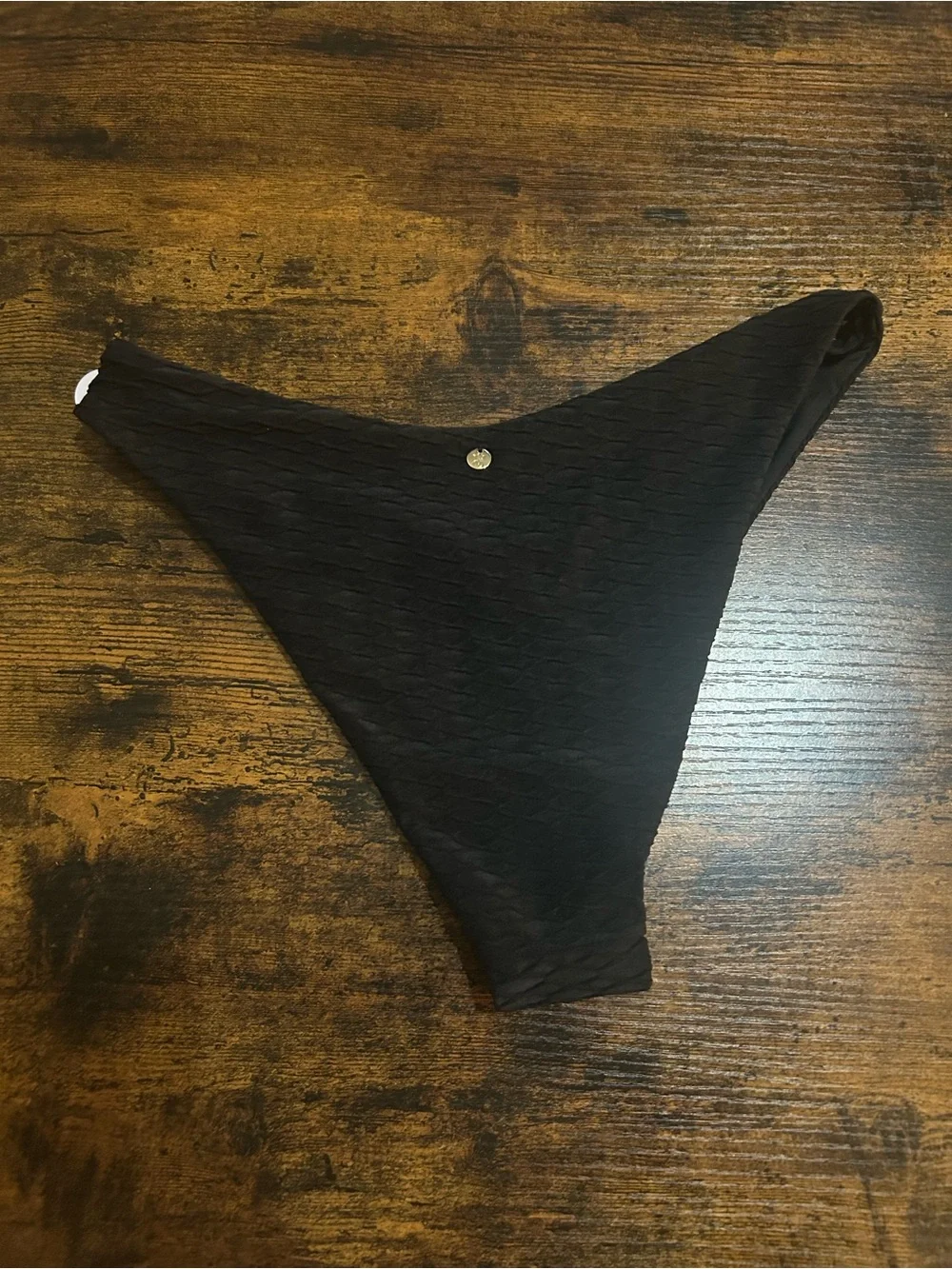 Victoria's Secret Black Textured High-Leg Bikini Bottom SMALL